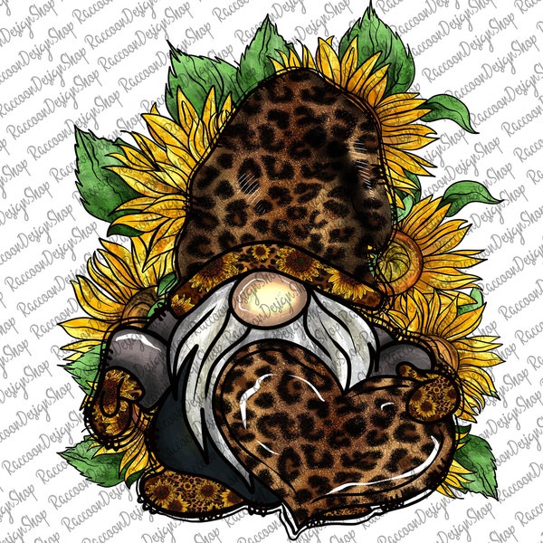 Leopard Gnomes, Leopard Png Sublimation, Print T-Shirt, Leopard Design, Sublimation File, Nordic Gnomes,Sunflower Gnome png,Sunflower Gnomes