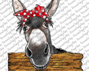 Donkey With Bandana PNG, Donkey Watercolor png, Donkey Png, Donkey,Donkey Clipart,Donkey png, Sublimation Designs Downloads, Red Bandana