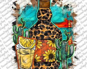 Tequila Png, Tequila Design, Western Sublimation Download, Western Design Transfer Download, Leopardenmuster, Tequila Png,Tequila Sublimation