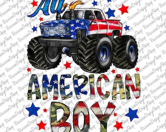 All American Boy Png Sublimation Design, Monster Truck American Flag Png, Happy 4th Of July Png, Camo American Boy Png Downloads