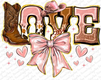 Love Western Png file, Valentines Day, Love clipart, Valentine png file for sublimation printing, Valentines day clipart,love cowboy png