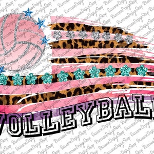 Volleyball Tattered Flag, Volleyball Png, Leopard Flag, Volleyball Girl, Digital instant Download, PNG, Sublimation Designs Downloads