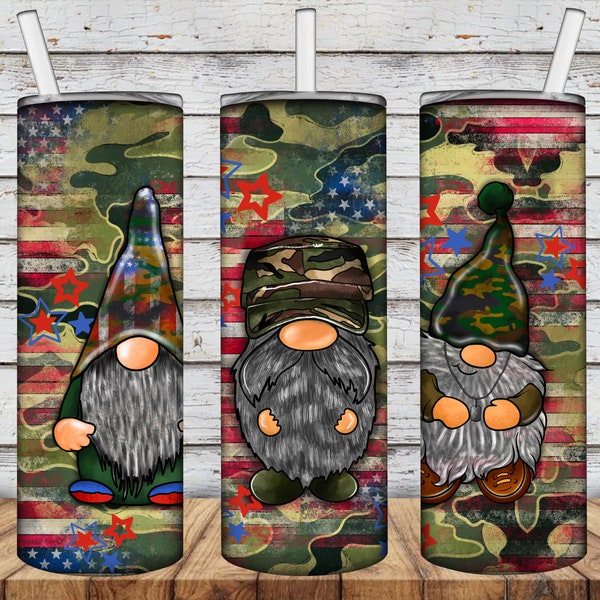 American Gnomes Tumbler 20oz Skinny Tumbler, America Gnome Png,America Tumbler Design PNG,Graphic Clip Art,Army Gnomes Png,Army png