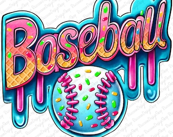 Baseball Ice Cream Drip Png, Baseball Mama PNG, Coquette Baseball Mama Drip Png, Game Day Baseball Png, Baseball Mom Dripping, Baseball Drip
