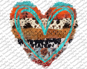 Corazón occidental, Corazón occidental PNG, Diseño occidental, Fondo gráfico, Descargas de diseños de sublimación, Arte digital, Corazón de piel de vaca, Amor occidental