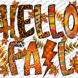 Hello Fall png, Fall Sublimation Designs Downloads, Digital Download, Sublimation Graphics, Fall Pumpkin, Printable Design