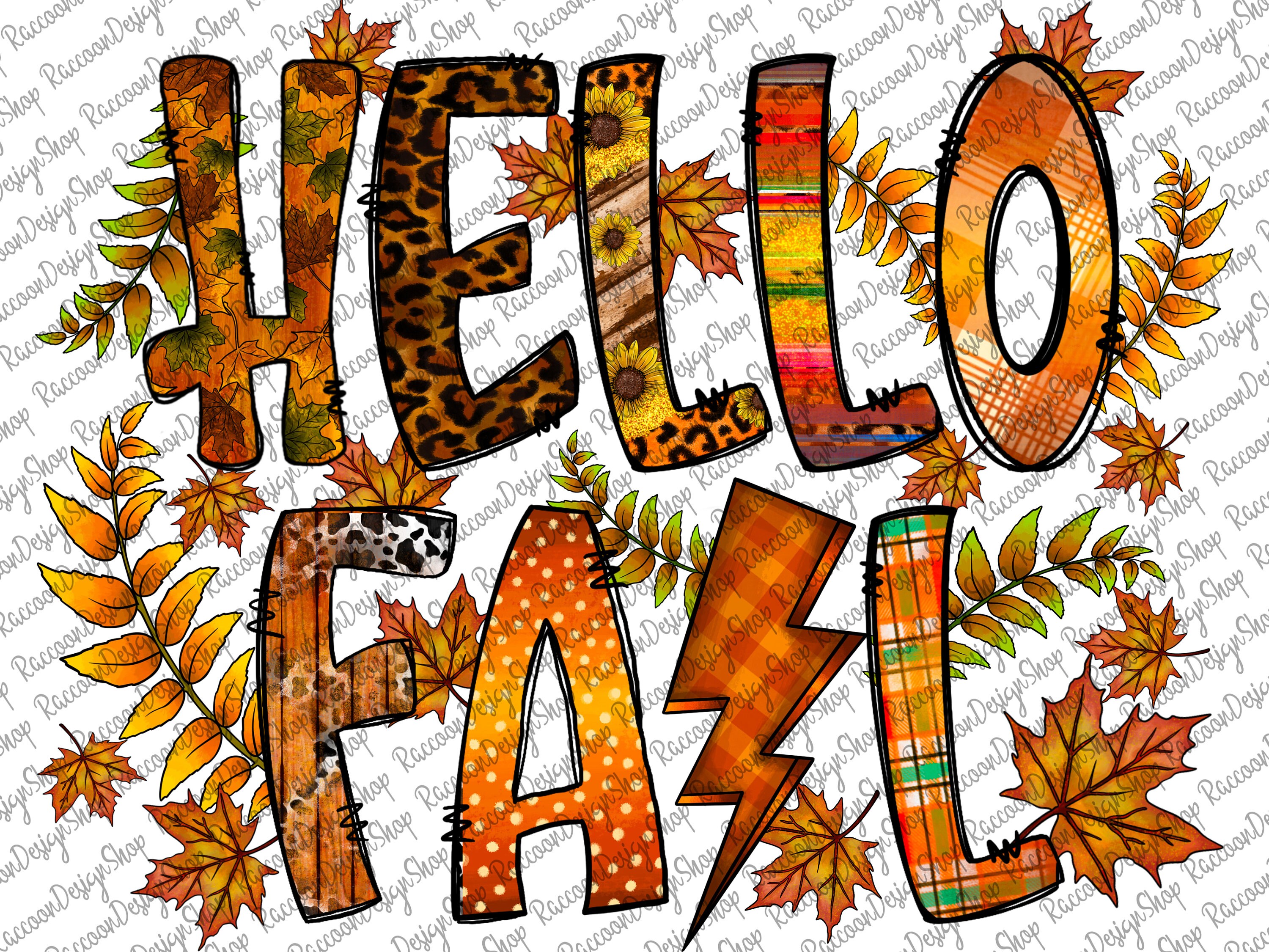 Hi Fall Graphics Hello Fall Png, Fall Sublimation Designs Downloads, Digital Download ...
