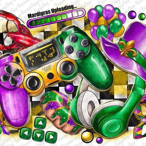 Gamer Mardi Gras Game Controller png sublimation design download,Mardi Gras png, Mardi Gras Game png, Game Controller png, Digital Download