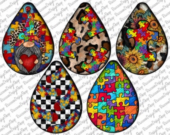 Autismebewustzijn traan png, traan voor autismedag, sublimatieontwerp autisme png, oorbellen traanbundel png, traanoorbellen autisme png