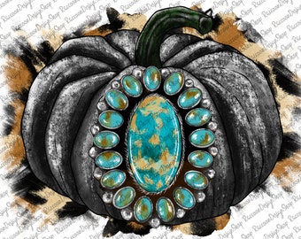 Turquoise Western Pumpkin, Western Png, Turquoise Png, Pumpkin sublimation design, Halloween Design, Sublimation Designs Downloads, Western