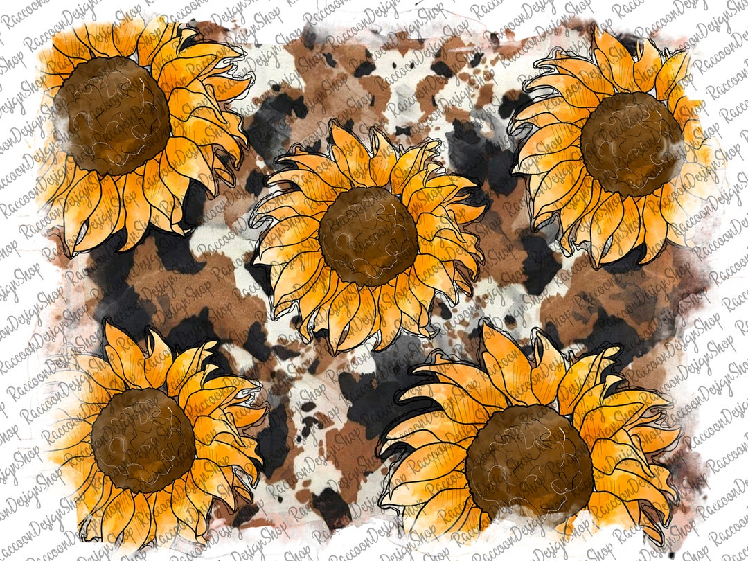 Cowhide and Sunflower Pattern Png , Western Pattern, Cowhide Png ...