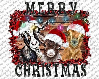 Christmas Goat, Christmas Pig, Digital Download,Png,Christmas Lights Goat Sublimation,Sublimation Designs Downloads, Goat With Santa hat PNG