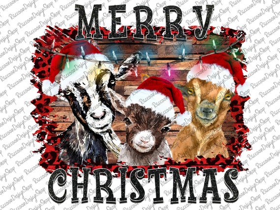 Christmas Goats PNG, Santa Hat Sublimation (Digital Download)