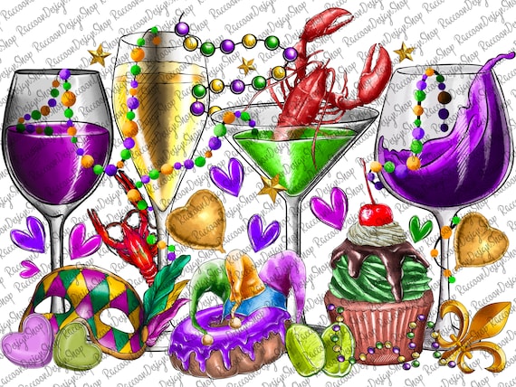 Mardi Gras Drinking Png,Mardi Gras Png,Happy Mardi Gras Png,Fleur De Dis Png,Mardi Drink Png,Crawfish,Instant Download,Sublimation Design