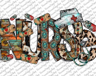 Western Nurse Png Sublimation Design, Cowhide Nurse Png, Serape Nurse Png, Leopard Nurse Png, Western Design Png, Nurse Png,Digital Download