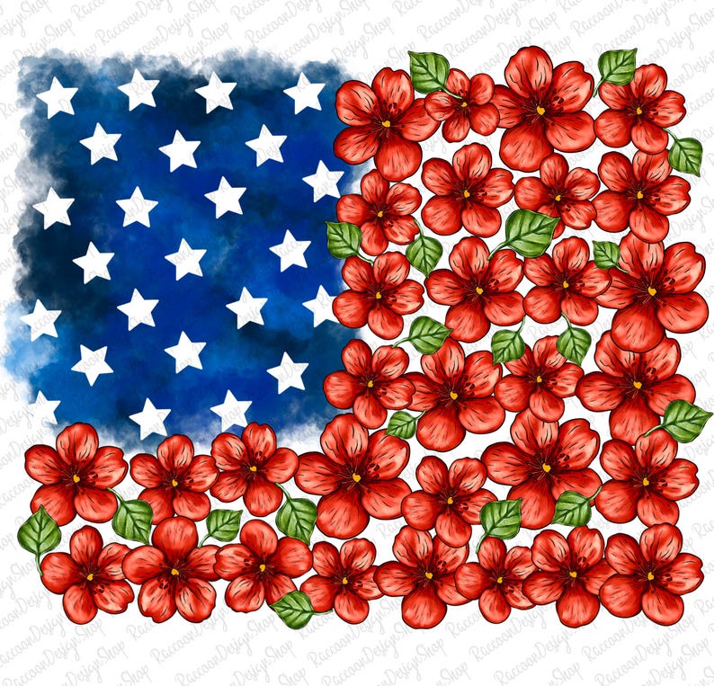 Floral American Flag PNG, 4th of July PNG, America Png, Patriotic PNG ...