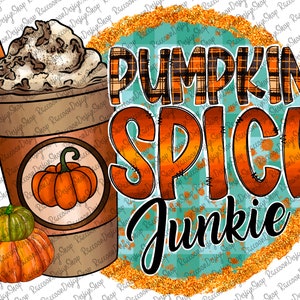 Pumpkin Spice Junkie PNG, Leopard Print Pumpkin, Fall Sublimation (Digital Download)