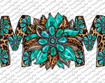 Western Mom Png, westliches Design, Türkis, Sublimationsdesigns Downloads, digitaler Download, Western Png, Western Sonnenblume, Mom Png