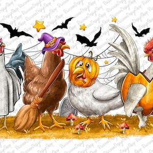 Halloween Chicken Png, Halloween Sublimation, Chick or Treat Png,Digital Download, Farm Animals,Watercolor Animals Clipart,Ghost Chicken Png