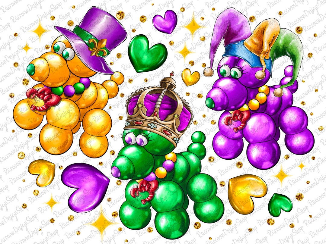 mardi gras bead dog drawing