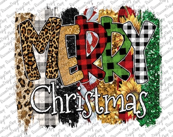 Merry Christmas Leopard Buffalo Plaid PNG, Sublimation Design, Digital Download, Sublimation, DTG Printing, Christmas Tree Cheetah, Xmas Png
