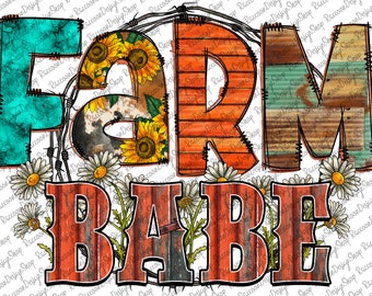 Farm Babe Png, Bauernmädchen Png, Bauer Png, Sublimationsdesign, druckbare Übertragung, digitale Datei, Bauernhof Png, Bauer Design, Sublimationsdesign