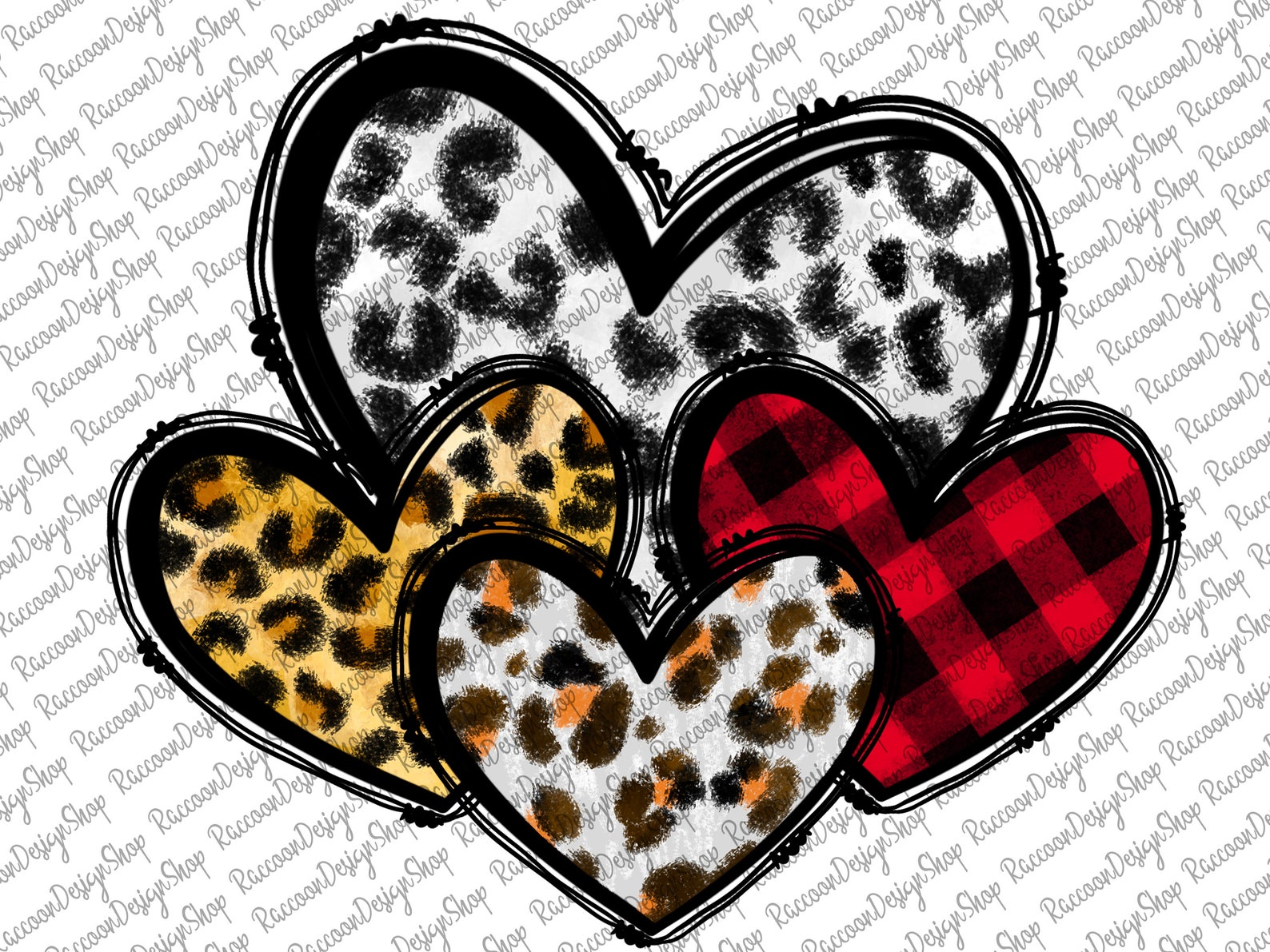 Valentine’s Day Heart Png Buffalo Plaid Leopard Heart | Etsy