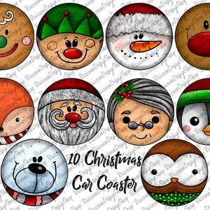 Christmas Car Coaster Bundle Templates Design Bundle Christmas PNG, Clip Art Design, Instant Digital Download, Christmas Sublimation Design
