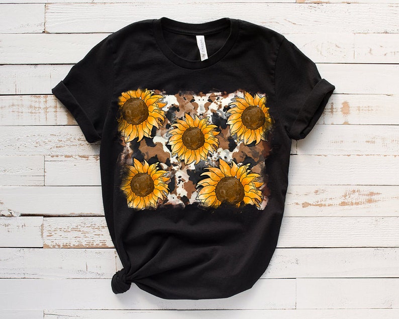 Cowhide and Sunflower Pattern Png Western Pattern Cowhide - Etsy