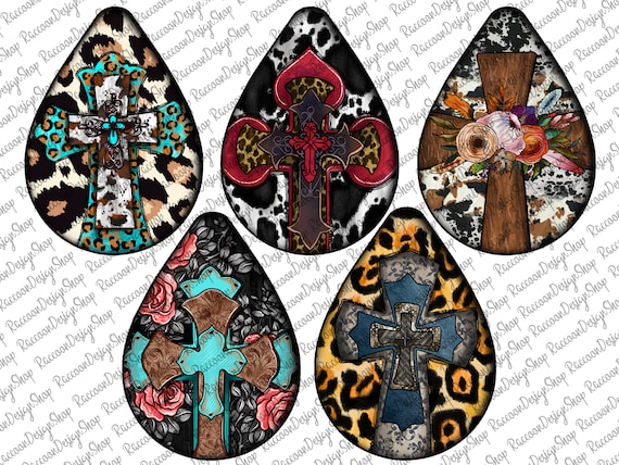 Faith Cross Teardrop Earring, Western Design, Western Png, Sublimation Png, Faith Earring Png, Cross Earring,Earring Png,Sublimation Designs
