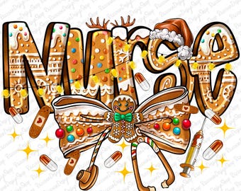 Christmas Nurse Gingerbread Png,Nurse Png, Nurse Christmas, Merry Nurse, Christmas Png, Nurse Christmas png, Nurse Png,Gingerbread png