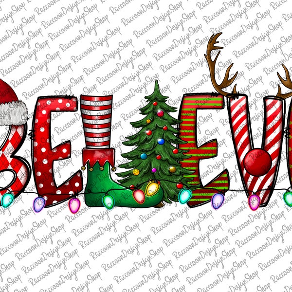 Believe Santa Png, Believe Christmas File PNG Sublimation File Digital Downloa,  Leopard Santa,Christmas Sublimation, DTG printing,Christmas