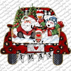 Christmas Truck Sublimation Design, Christmas Truck Png,PNG Digital Download,Christmas Truck,Back of Truck,Santa,Present,Reindeer