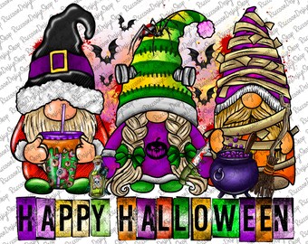 Happy Halloween Gnomes Sublimation Png, Halloween Png, Halloween Gnome Png, Gnome Png,Halloween Png Design,Digital Download