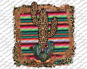 Cactus Serape , Cactus Graphic, Cactus Png, Serape Cactus png, Watercolor Cacti, Leopard print, Sublimation Designs Downloads
