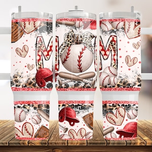 Vaso de 40 oz de Baseball Mom, Clipart de béisbol, Archivo PNG transparente para sublimación, Diseño digital de vaso de 40 oz Png, Vaso de béisbol png