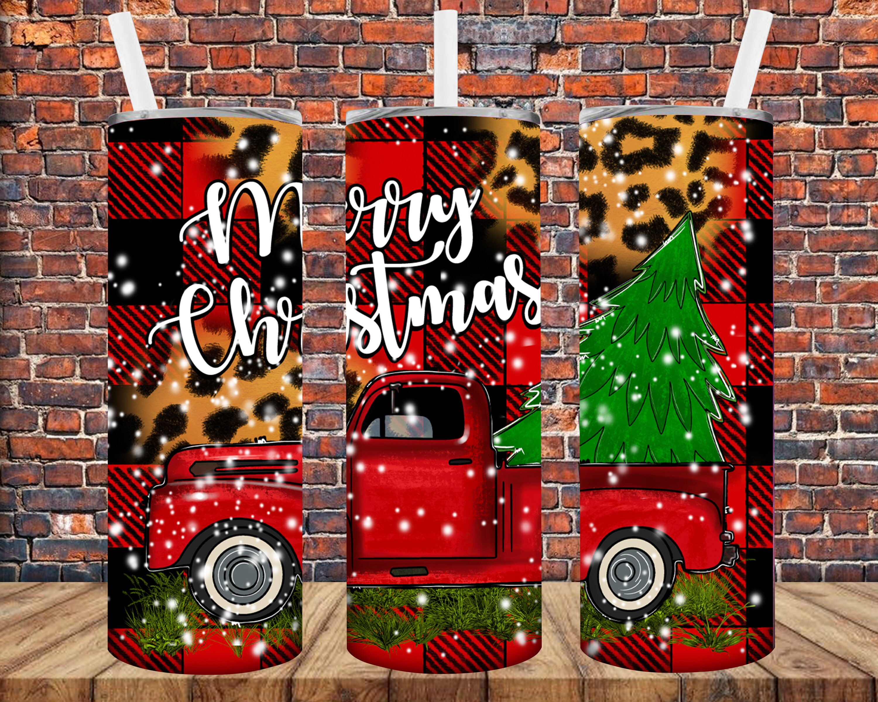 Merry Christmas Red Truck Sublimation Designs Downloads, Digital ...