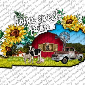 Home Sweet Farm, Kentucky Png,Kentucky, Bundesstaat Kentucky, Rindsleder, Karte von Kentucky, Sublimation von Kentucky, Bundesstaaten von Kentucky, Serape, Sonnenblume, Karte