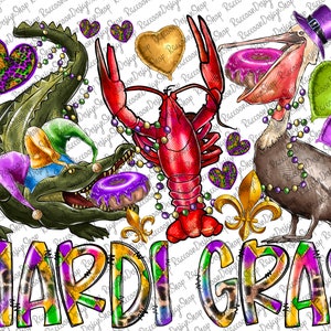 Karneval-Alligator-Pelikan-langustem Png, Nola Png, fetter PVC Png, Blume de luce Png, Louisiana Png, Heilige New Orleans Png, Karneval Png