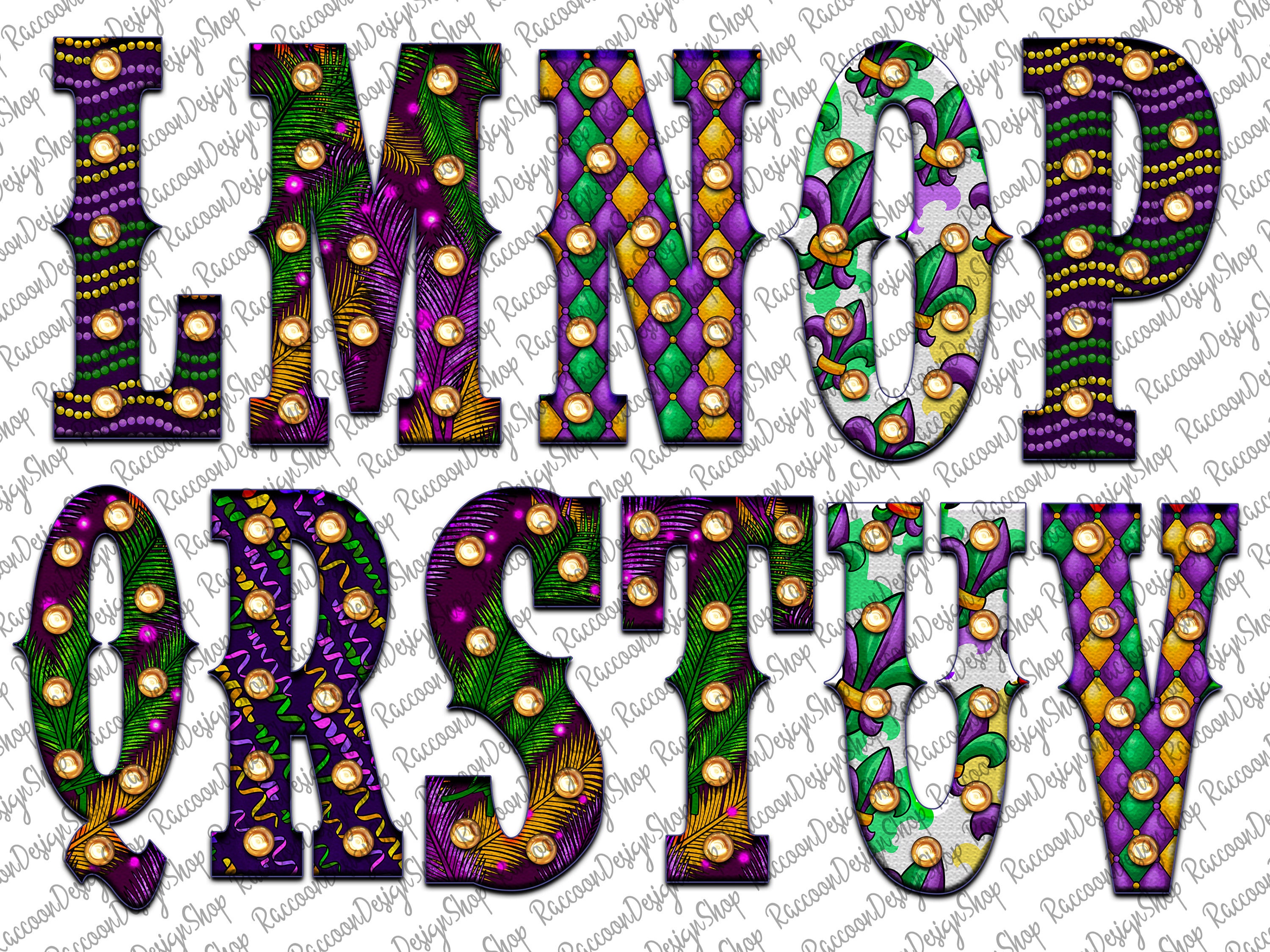 Mardi Gras Alphabet PNG Font Png Letters Alphabetfont - Etsy