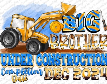 Big Brother under construction PNG Files for cutting machines, digital clipart, baby birth announcement, promoted to big brother,Brother PNG