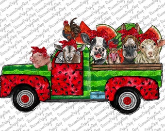 Farm Animals Truck Watermelon, Farmer Design,Watermelon Truck png,Watermelon,Farm clipart, Farm Animals Clipart, Watermelon Design Png
