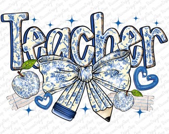 Teacher Chinoiserie Coquette Bow png,Teacher Coquette bow ,Teacher Sublimation Designs,Teacher png,Teacher Sublimation,Teacher,Chinoiserie