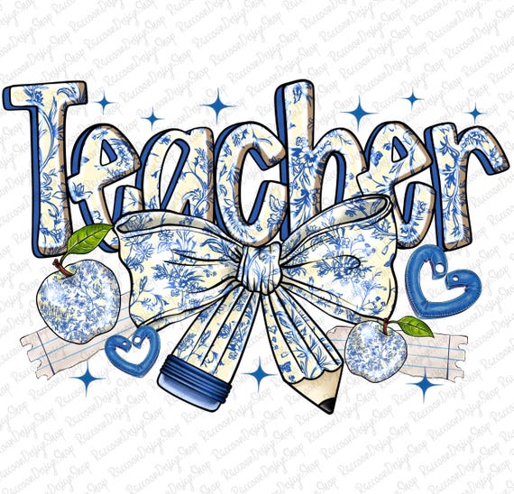 Teacher Chinoiserie Coquette Bow png,Teacher Coquette bow ,Teacher Sublimation Designs,Teacher png,Teacher Sublimation,Teacher,Chinoiserie
