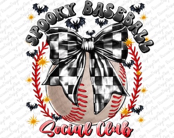 Spooky Baseball Social Club Png, Coquette Halloween Png, Halloween png,Halloween Baseball png, Spooky Season Png,Baseball Png,Baseball Mama