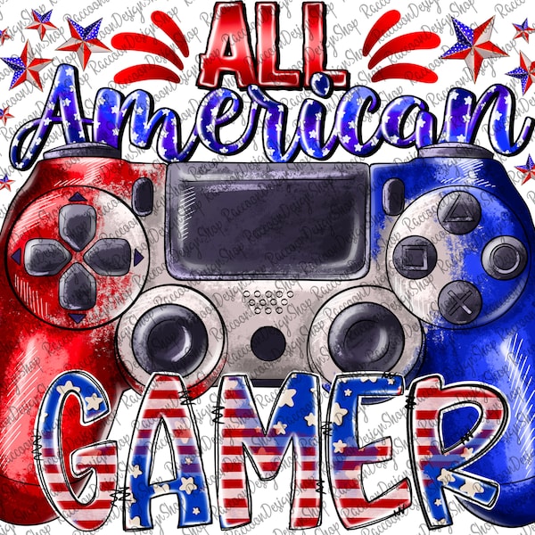 All American Gamer Png Sublimation Design, Game Controller American Flag Png, Happy 4th Of July Png, Gamer Png Downloads, Gaming Png