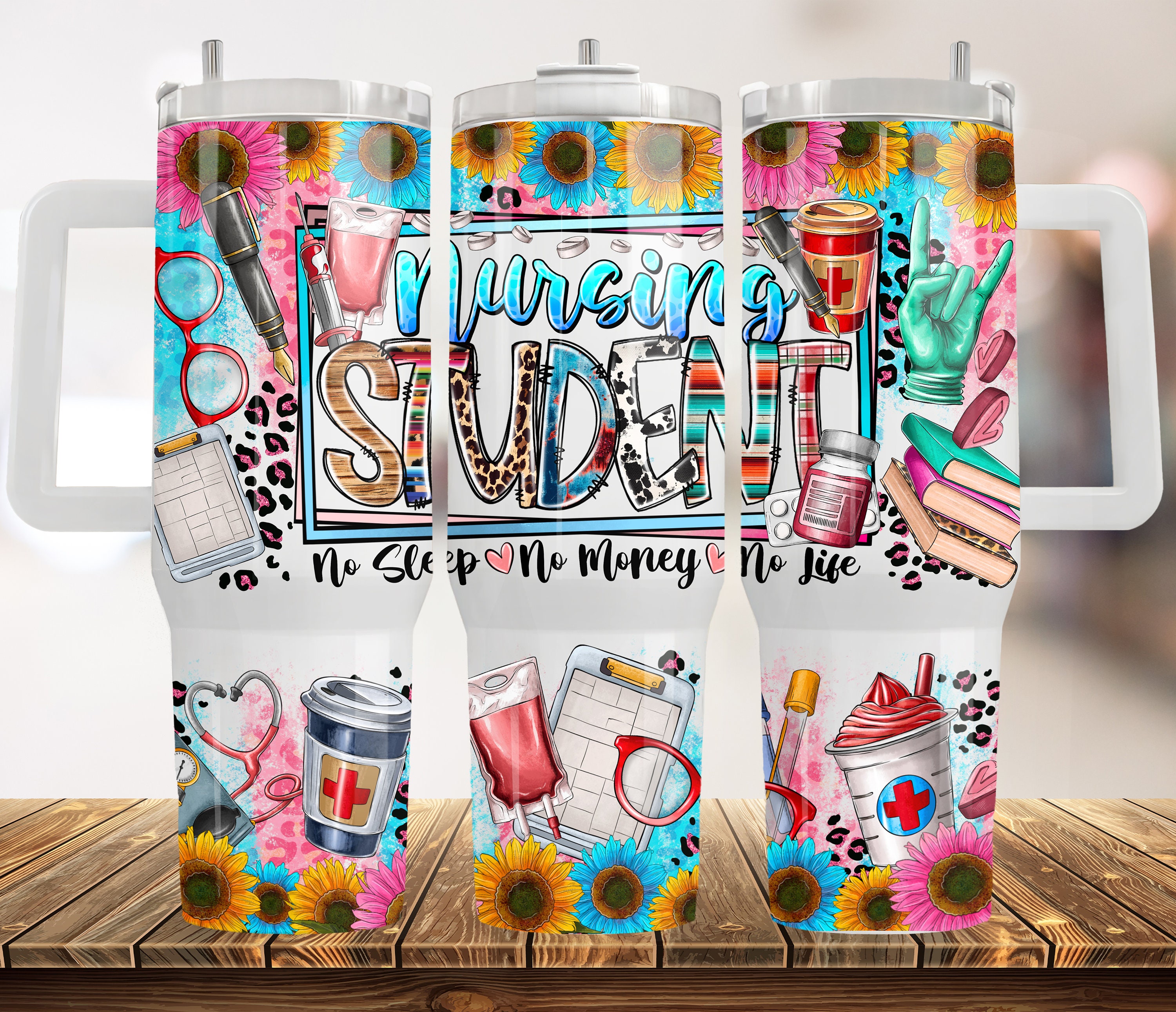 Nurse Student 40oz Quencher Tumbler Wrap, Gift For Nurse, Nurse Tumbler Png, Nurse Png, 40oz Tumbler Wrap, Digital Download, Nurse Printable