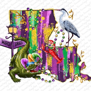 Louisiana Coquette Bow PNG, Karneval PNG, Sublimation, Louisiana Png, Karneval Sublimation Png, digitale Sublimationsdesign Png, Langusten