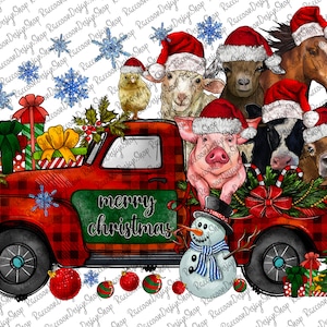 Christmas Farm Animals Truck png, Christmas Animals, Digital Download, Png, Merry Christmas, Christmas Png,Sublimation Designs Downloads