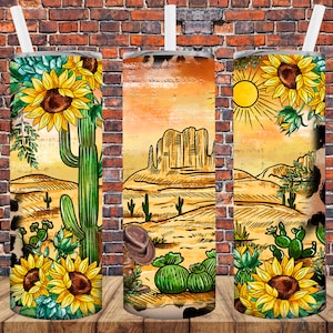 Desert Tumbler Png, Western Tumbler Png, 20oz Skinny Tumbler Sublimation Designs, Tumbler Sublimation Designs, Cowboy Tumbler Design